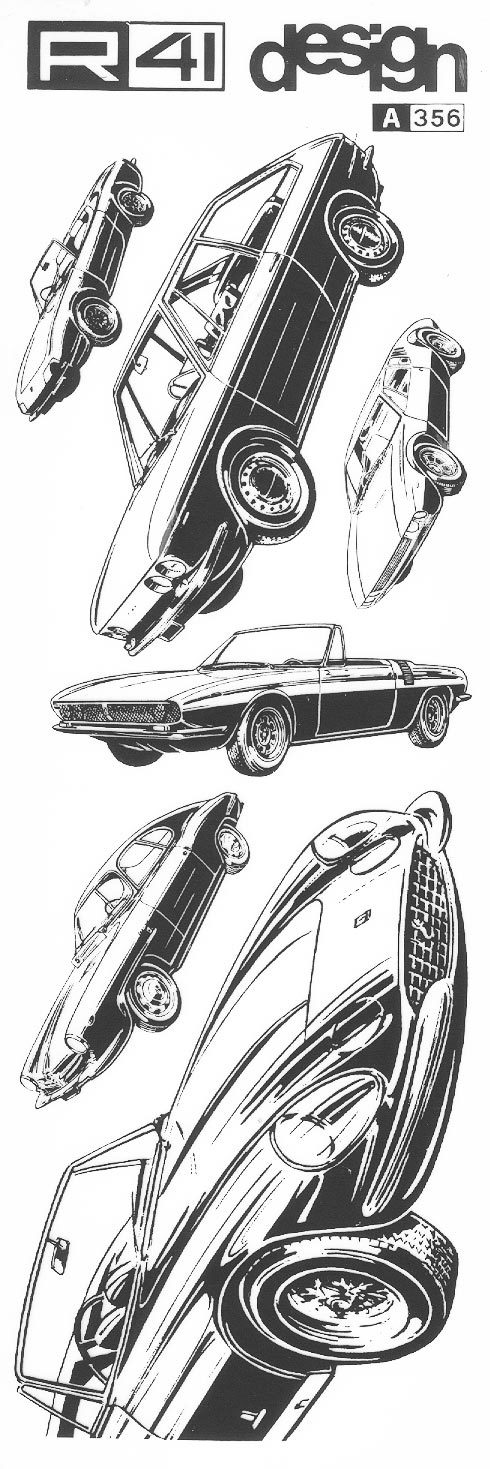 trasferibilir41 Automobili in prospettiva, NERO. Trasferelli-Trasferibili R41 in fogli 9x25cm .