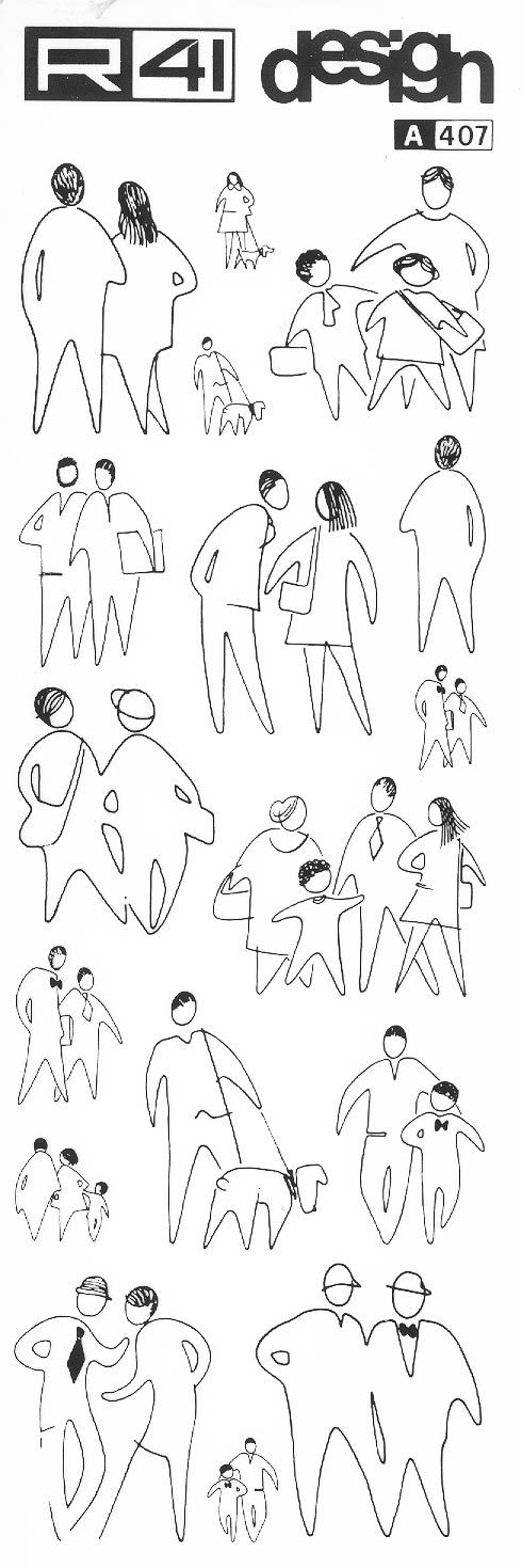 trasferibilir41 Figure umane, NERO. Trasferelli-Trasferibili R41 in fogli 9x25cm .