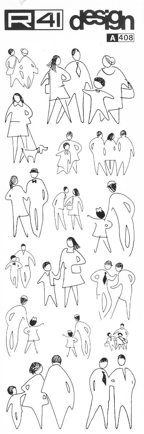 trasferibilir41 Figure umane, NERO. Trasferelli-Trasferibili R41 in fogli 9x25cm .