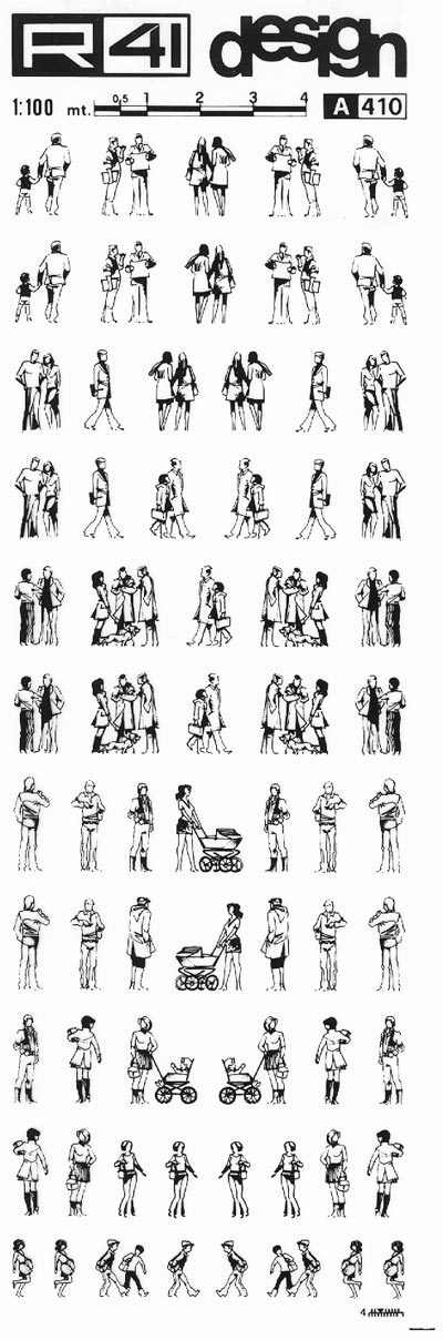 trasferibilir41 Figure umane 1:100, NERO. Trasferelli-Trasferibili R41 in fogli 9x25cm. p. 336 .