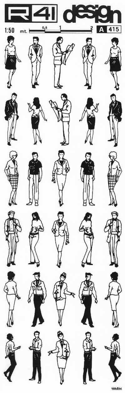 trasferibilir41 Figure umane 1:50, NERO. Trasferelli-Trasferibili R41 in fogli 9x25cm. p. 336 .