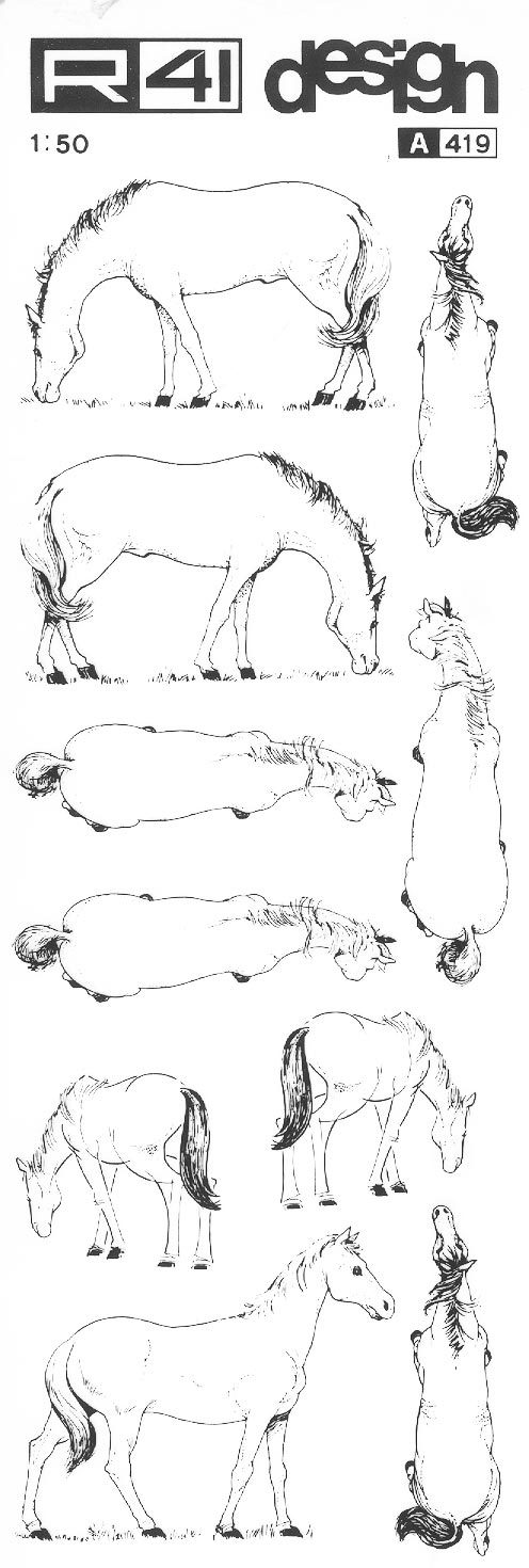 trasferibilir41 Cavalli, NERO. Trasferelli-Trasferibili R41 in fogli 9x25cm .