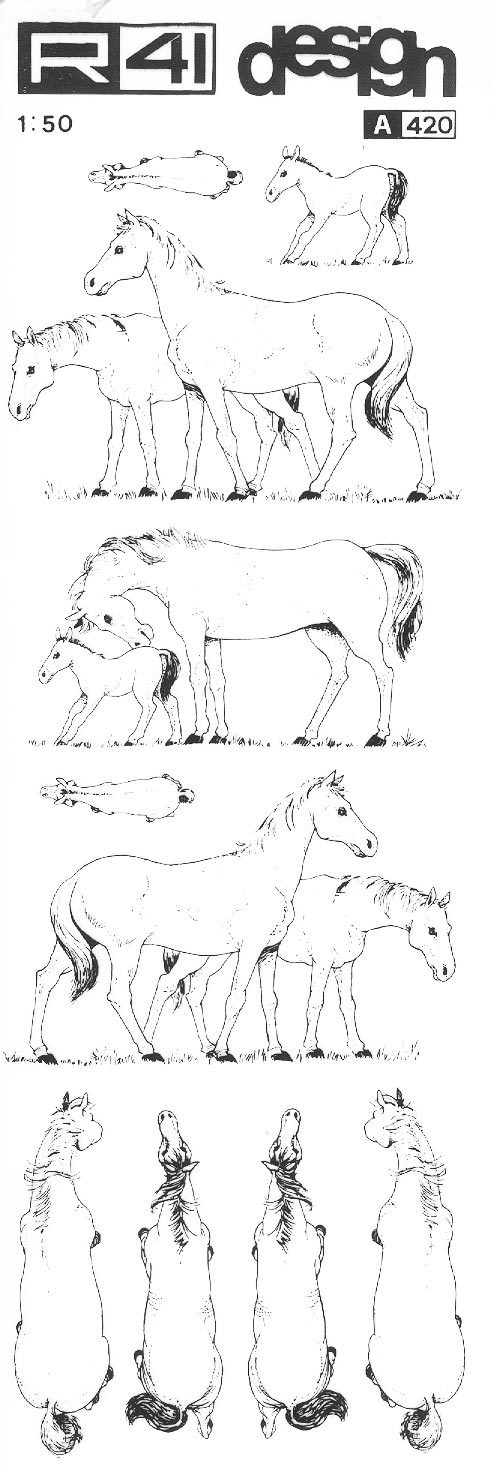trasferibilir41 Cavalli, NERO. Trasferelli-Trasferibili R41 in fogli 9x25cm .