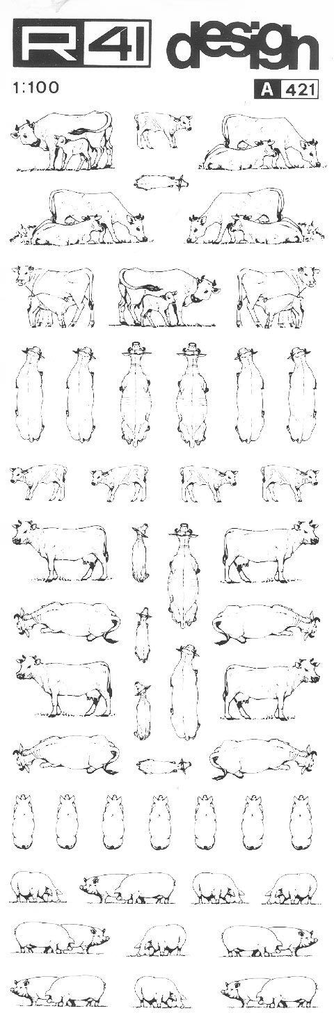 trasferibilir41 Bovini e suini, NERO. Trasferelli-Trasferibili R41 in fogli 9x25cm .