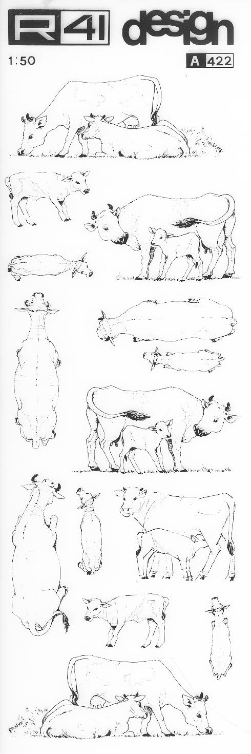 trasferibilir41 Bovini, NERO. Trasferelli-Trasferibili R41 in fogli 9x25cm .