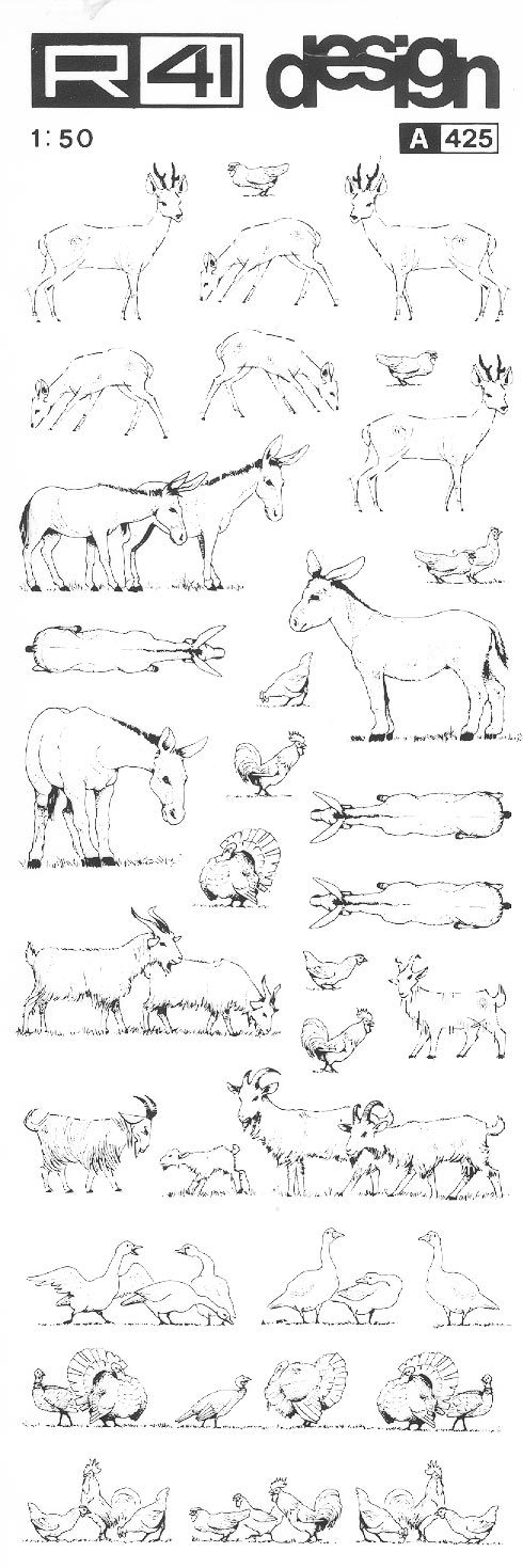 trasferibilir41 Animali vari, NERO. Trasferelli-Trasferibili R41 in fogli 9x25cm .