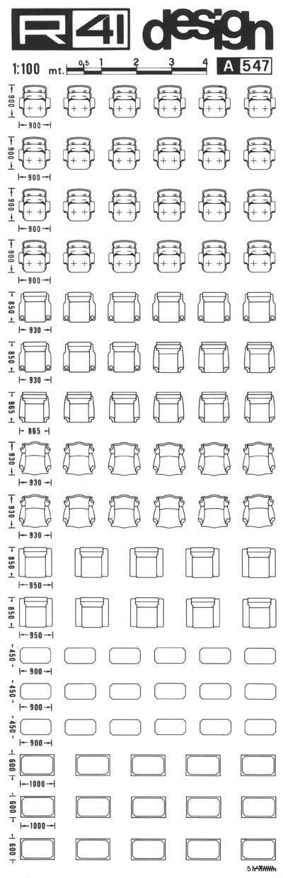 trasferibilir41 Soggiorni, 1:100, NERO. Trasferelli-Trasferibili R41 in fogli 9x25cm. p. 314 .