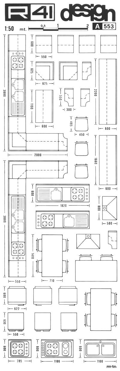 trasferibilir41 Cucine, 1:50, NERO. Trasferelli-Trasferibili R41 in fogli 9x25cm. p. 317 .
