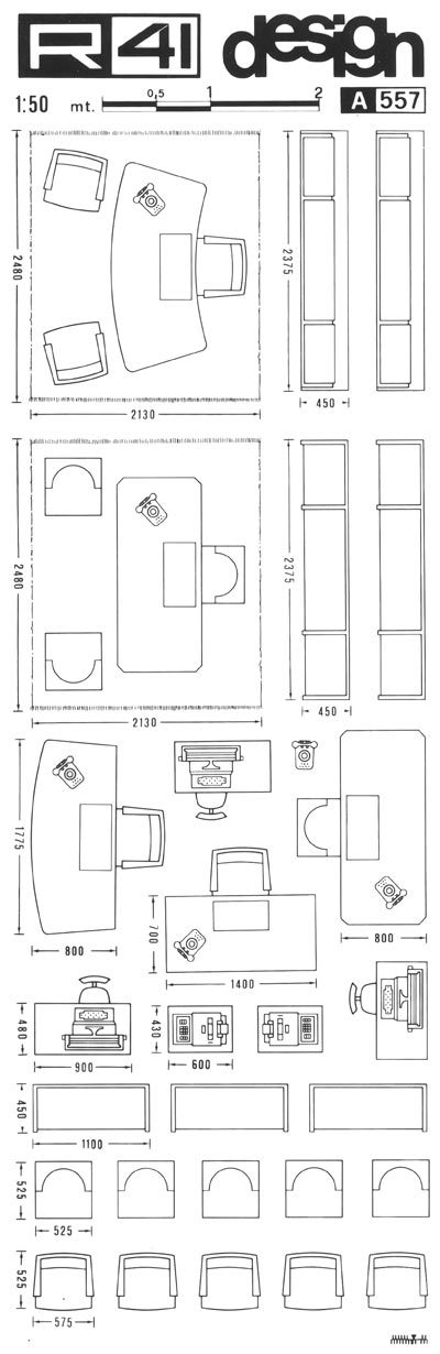 trasferibilir41 Studi, 1:50, NERO. Trasferelli-Trasferibili R41 in fogli 9x25cm. p. 318 .