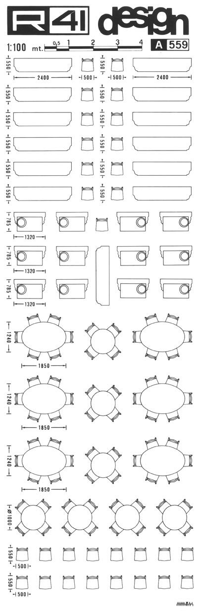 trasferibilir41 Sale Pranzo, 1:100, NERO. Trasferelli-Trasferibili R41 in fogli 9x25cm. p. 314 .