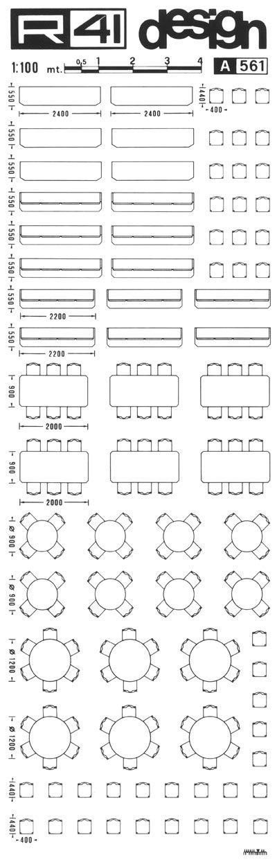 trasferibilir41 Sale Pranzo, 1:100, NERO. Trasferelli-Trasferibili R41 in fogli 9x25cm. p. 314 .