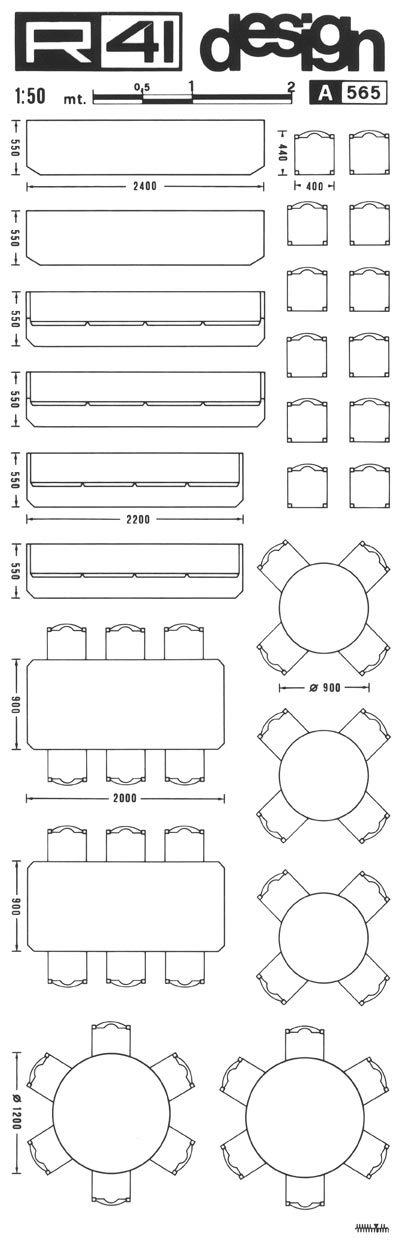 trasferibilir41 Sale Pranzo, 1:50, NERO. Trasferelli-Trasferibili R41 in fogli 9x25cm. p. 318 .