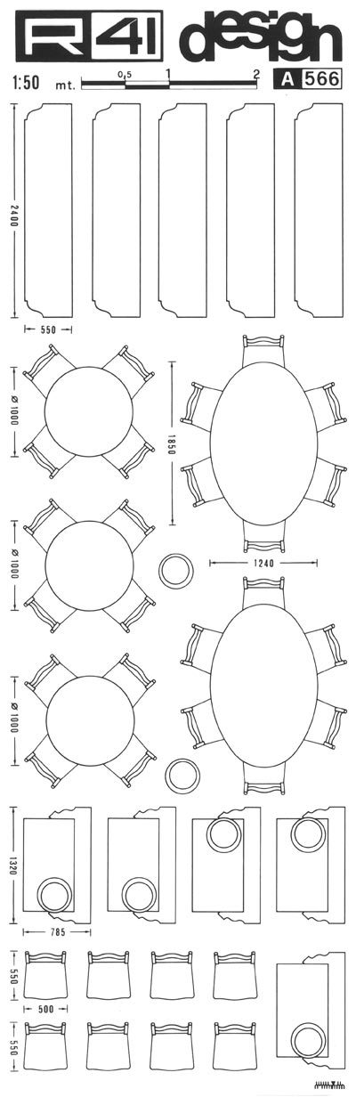 trasferibilir41 Sale Pranzo, 1:50, NERO. Trasferelli-Trasferibili R41 in fogli 9x25cm. p. 318 .