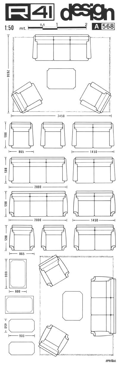 trasferibilir41 Soggiorni, 1:50, NERO. Trasferelli-Trasferibili R41 in fogli 9x25cm. p. 317 .