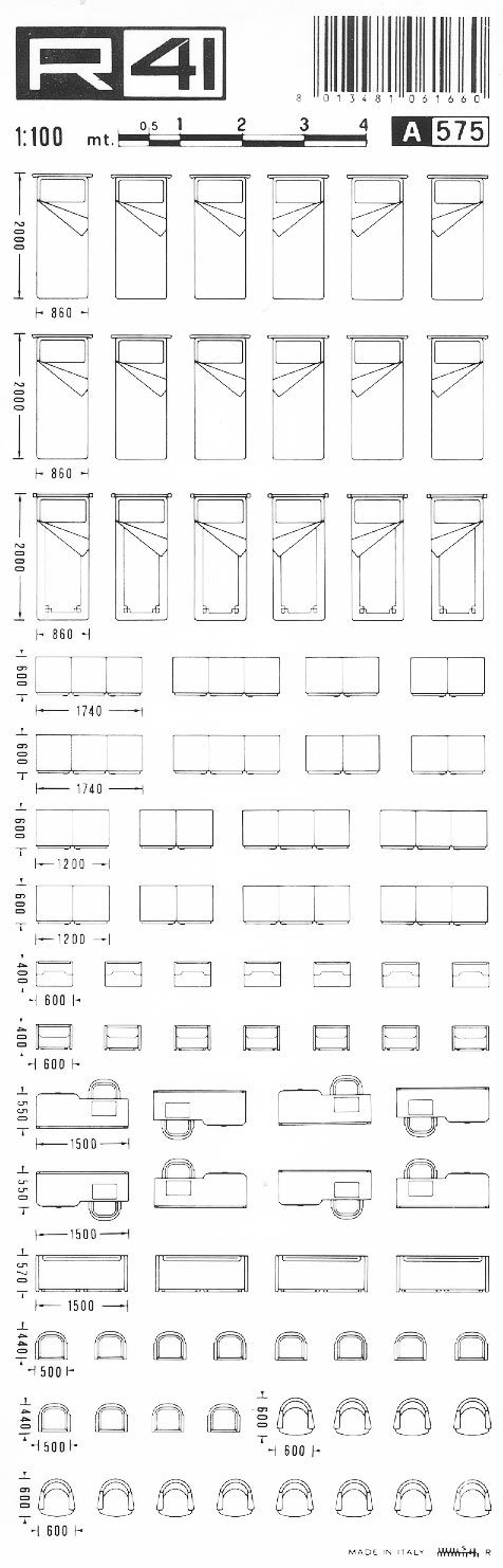trasferibilir41 Camere, 1:100, NERO. Trasferelli-Trasferibili R41 in fogli 9x25cm .