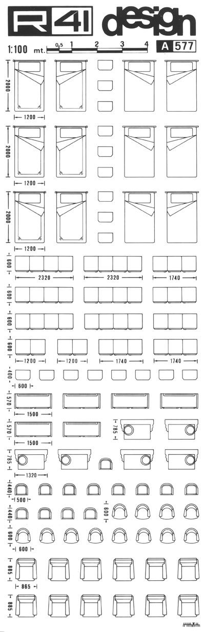 trasferibilir41 Camere, 1:100, NERO. Trasferelli-Trasferibili R41 in fogli 9x25cm. p. 315 .