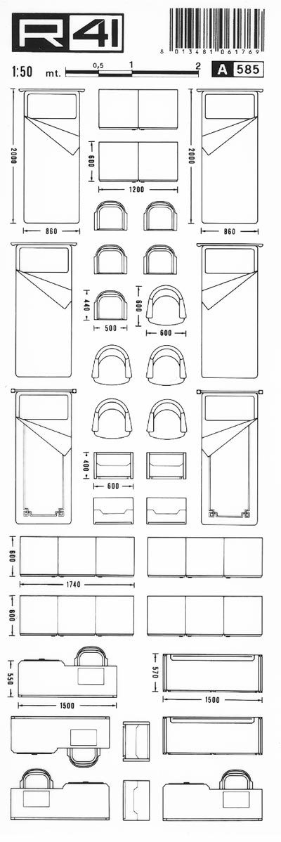 trasferibilir41 Camere, 1:50, NERO. Trasferelli-Trasferibili R41 in fogli 9x25cm .
