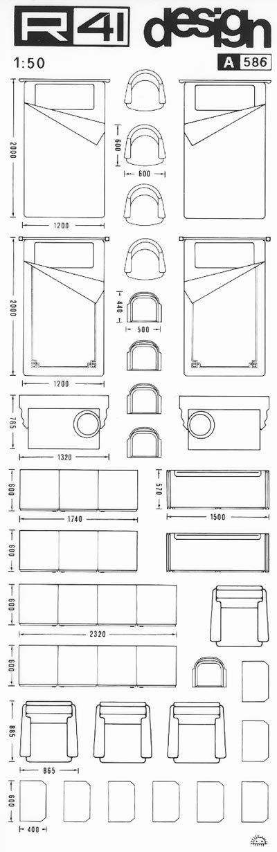 trasferibilir41 Camere, 1:50, NERO. Trasferelli-Trasferibili R41 in fogli 9x25cm. p. 318 .