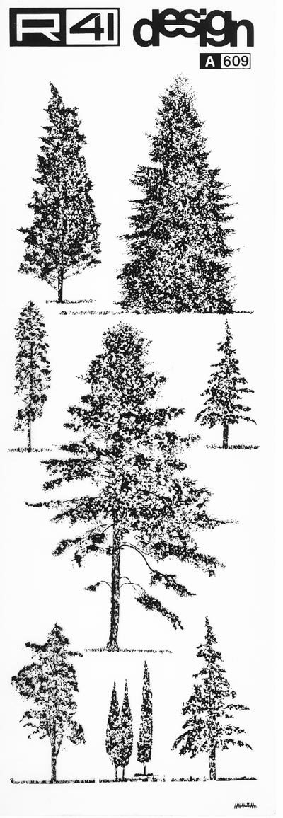 trasferibilir41 Alberi in alzato, NERO. Trasferelli-Trasferibili R41 in fogli 9x25cm. p. 339 .