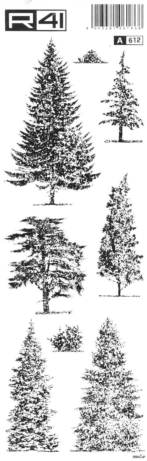 trasferibilir41 Alberi in alzato, NERO. Trasferelli-Trasferibili R41 in fogli 9x25cm .