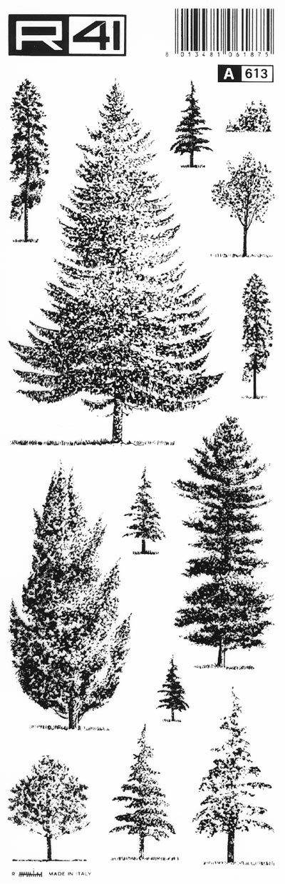 trasferibilir41 Alberi in alzato, NERO. Trasferelli-Trasferibili R41 in fogli 9x25cm .