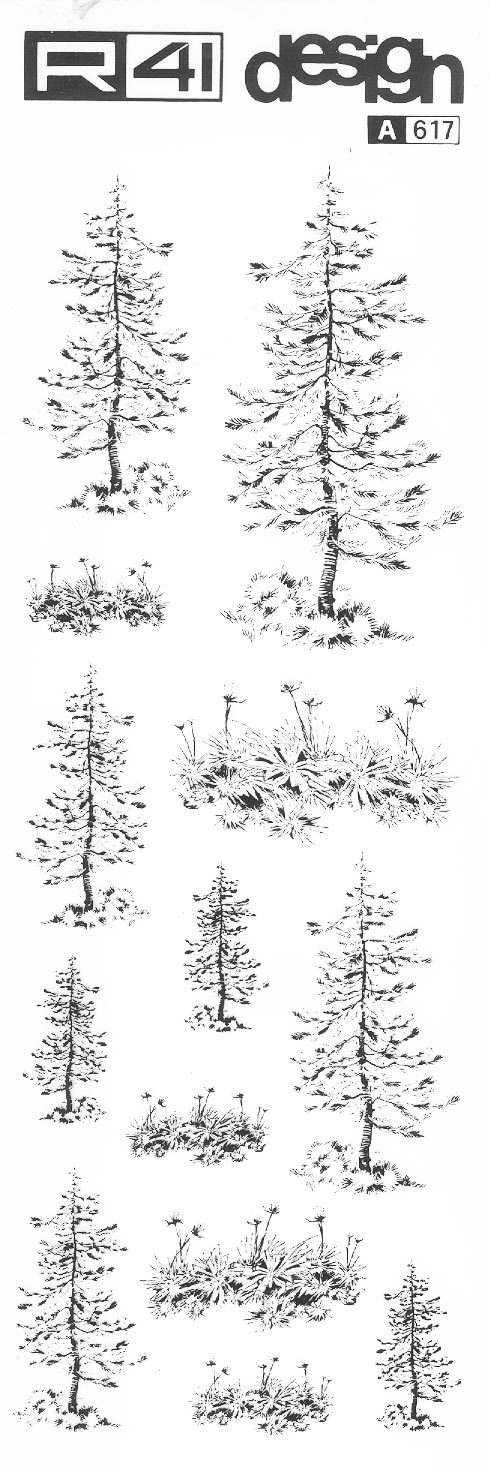 trasferibilir41 Alberi in alzato, NERO. Trasferelli-Trasferibili R41 in fogli 9x25cm .