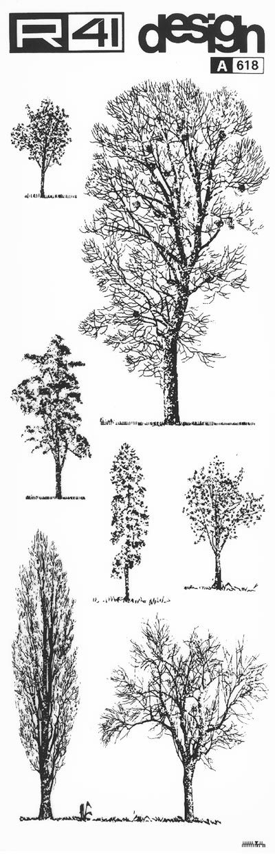 trasferibilir41 Alberi in alzato, NERO. Trasferelli-Trasferibili R41 in fogli 9x25cm. p. 340 .