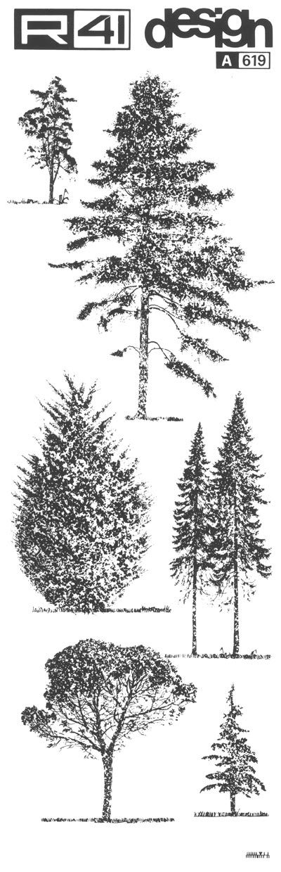 trasferibilir41 Alberi in alzato, NERO. Trasferelli-Trasferibili R41 in fogli 9x25cm. p. 340 .