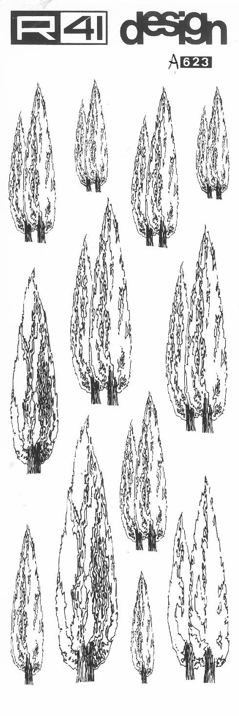 trasferibilir41 Alberi in alzato, NERO. Trasferelli-Trasferibili R41 in fogli 9x25cm .