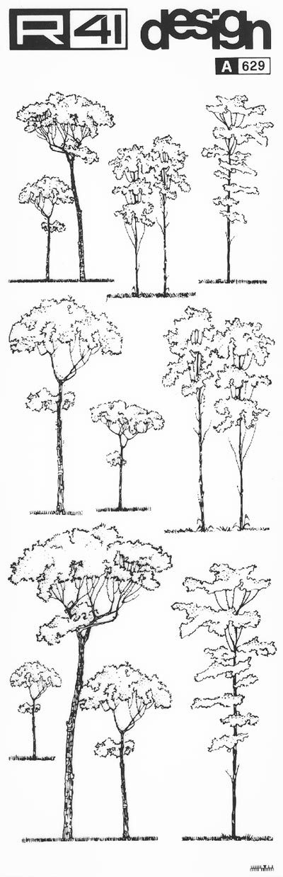 trasferibilir41 Alberi in alzato, NERO. Trasferelli-Trasferibili R41 in fogli 9x25cm. p. 341 .