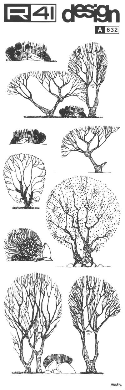 trasferibilir41 Alberi in alzato, NERO. Trasferelli-Trasferibili R41 in fogli 9x25cm. p. 342 .