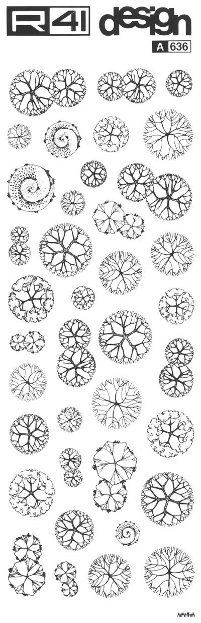 trasferibilir41 Alberi in pianta, NERO. Trasferelli-Trasferibili R41 in fogli 9x25cm. p. 339 .