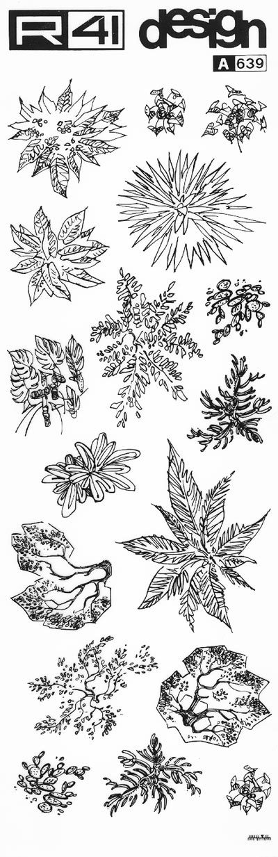 trasferibilir41 Alberi in pianta, NERO. Trasferelli-Trasferibili R41 in fogli 9x25cm. p. 338 .