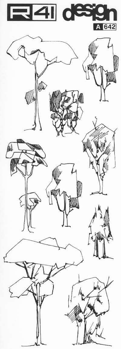 trasferibilir41 Alberi in alzato, NERO. Trasferelli-Trasferibili R41 in fogli 9x25cm. p. 342 .