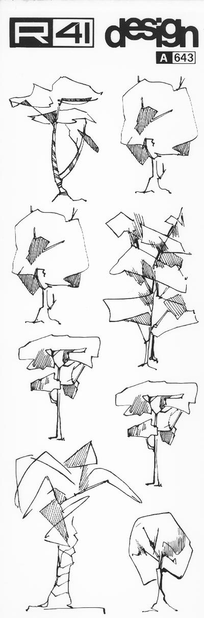 trasferibilir41 Alberi in alzato, NERO. Trasferelli-Trasferibili R41 in fogli 9x25cm. p. 342 .