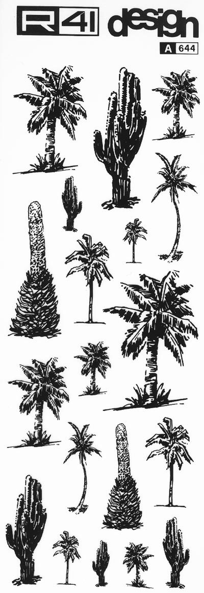 trasferibilir41 Alberi in alzato, NERO. Trasferelli-Trasferibili R41 in fogli 9x25cm. p. 342 .