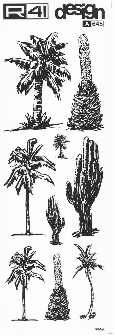 trasferibilir41 Alberi in alzato, NERO. Trasferelli-Trasferibili R41 in fogli 9x25cm. p. 342 .