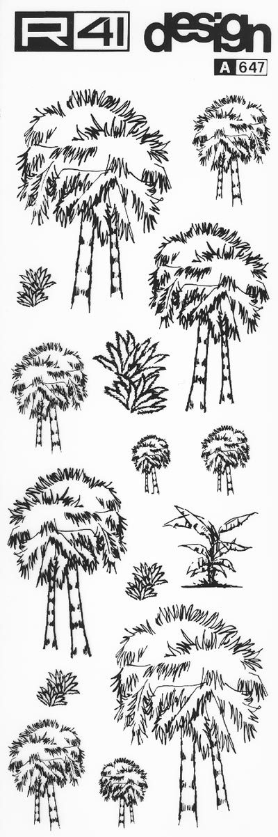 trasferibilir41 Alberi in alzato, NERO. Trasferelli-Trasferibili R41 in fogli 9x25cm. p. 341 .