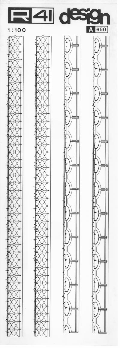 trasferibilir41 Recinzioni 1:100, NERO. Trasferelli-Trasferibili R41 in fogli 9x25cm. p. 343 .
