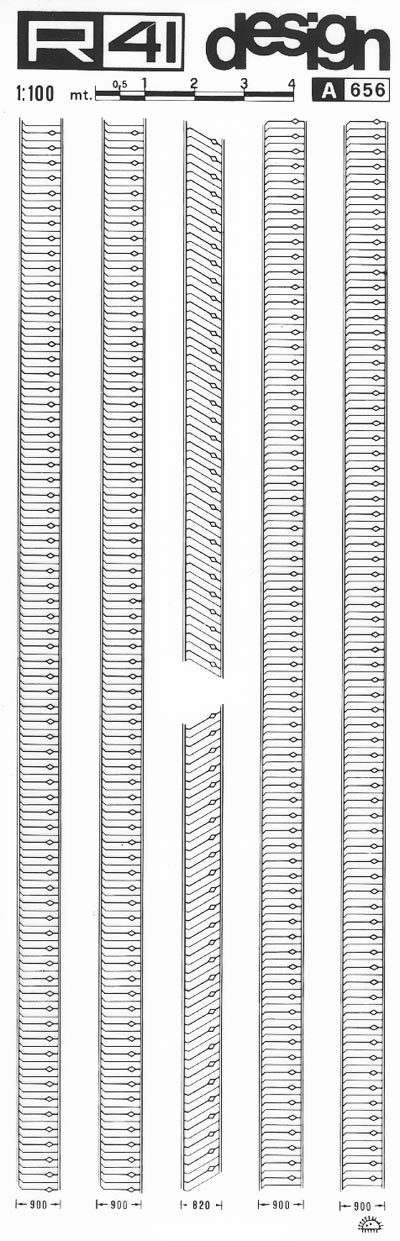 trasferibilir41 Ringhiere 1:100, NERO. Trasferelli-Trasferibili R41 in fogli 9x25cm. p. 343 .