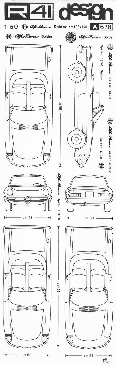 trasferibilir41 Spider, NERO. Trasferelli-Trasferibili R41 in fogli 9x25cm. p. 346 .