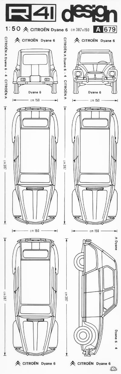 trasferibilir41 Dyane 6, NERO. Trasferelli-Trasferibili R41 in fogli 9x25cm. p. 347 .