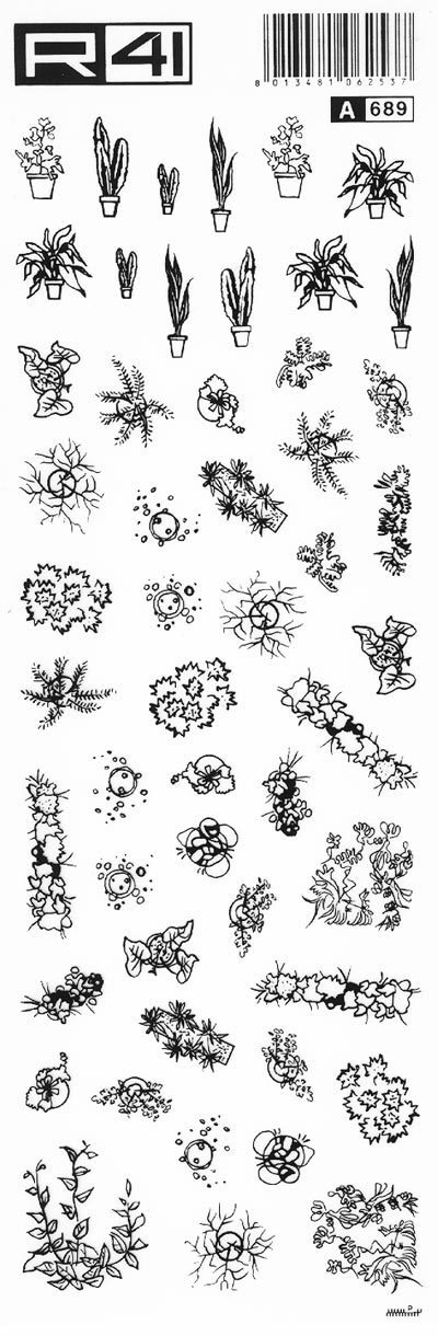 trasferibilir41 Fiori, NERO. Trasferelli-Trasferibili R41 in fogli 9x25cm .