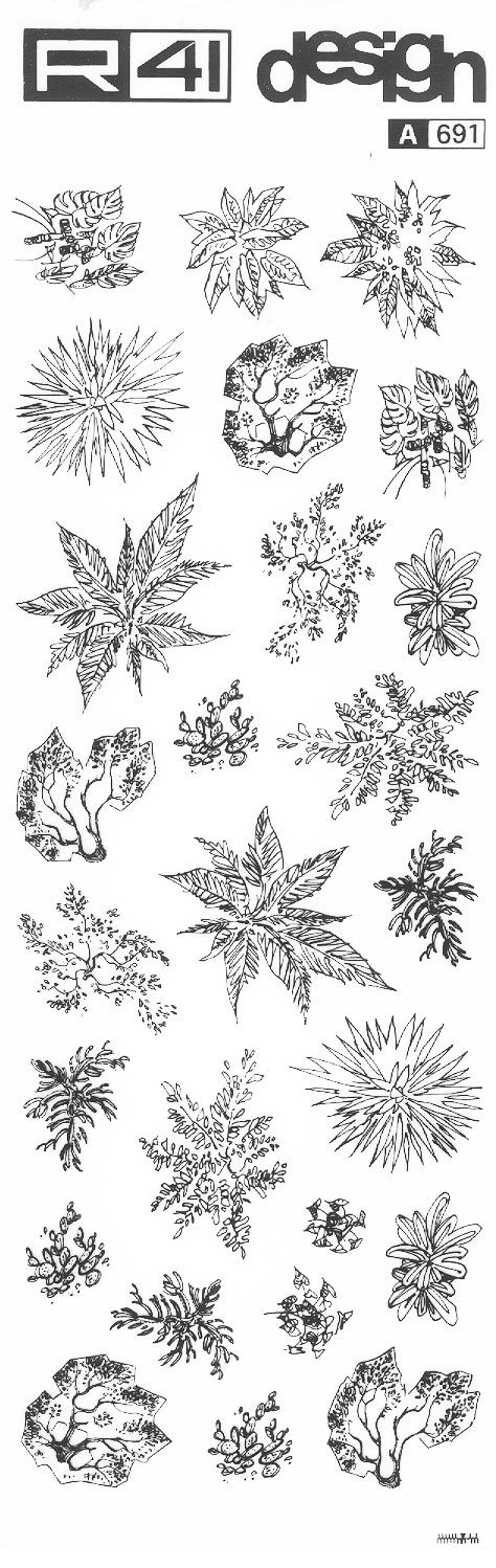 trasferibilir41 Alberi in pianta, NERO. Trasferelli-Trasferibili R41 in fogli 9x25cm .
