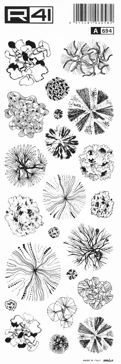 trasferibilir41 Alberi in pianta, NERO. Trasferelli-Trasferibili R41 in fogli 9x25cm .