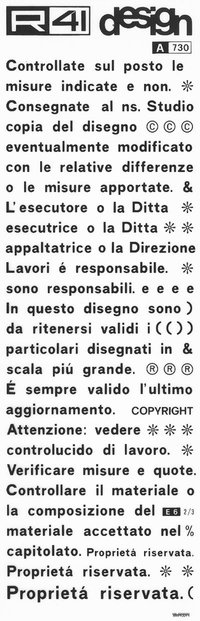 trasferibilir41 Frasi  fatte, NERO. Trasferelli-Trasferibili R41 in fogli 9x25cm. p. 305 .