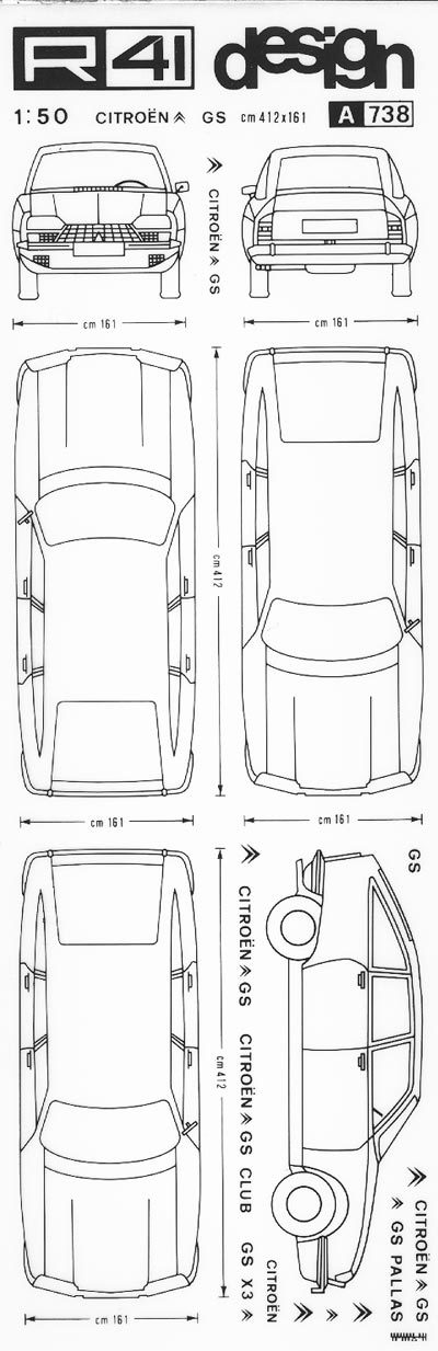 trasferibilir41 Citroen GS, NERO. Trasferelli-Trasferibili R41 in fogli 9x25cm. p. 347 .