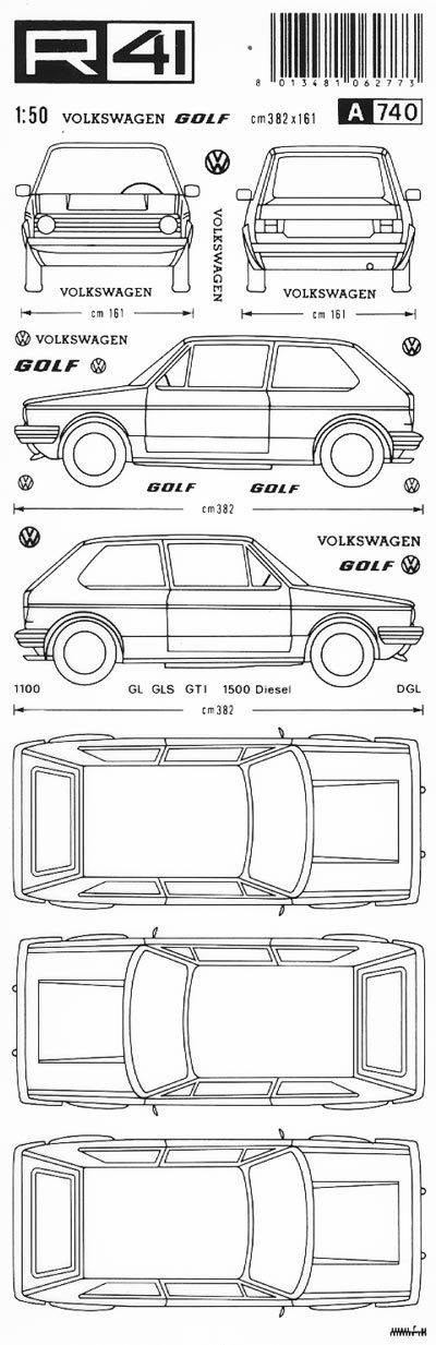 trasferibilir41 Golf, NERO. Trasferelli-Trasferibili R41 in fogli 9x25cm. p. 348 .