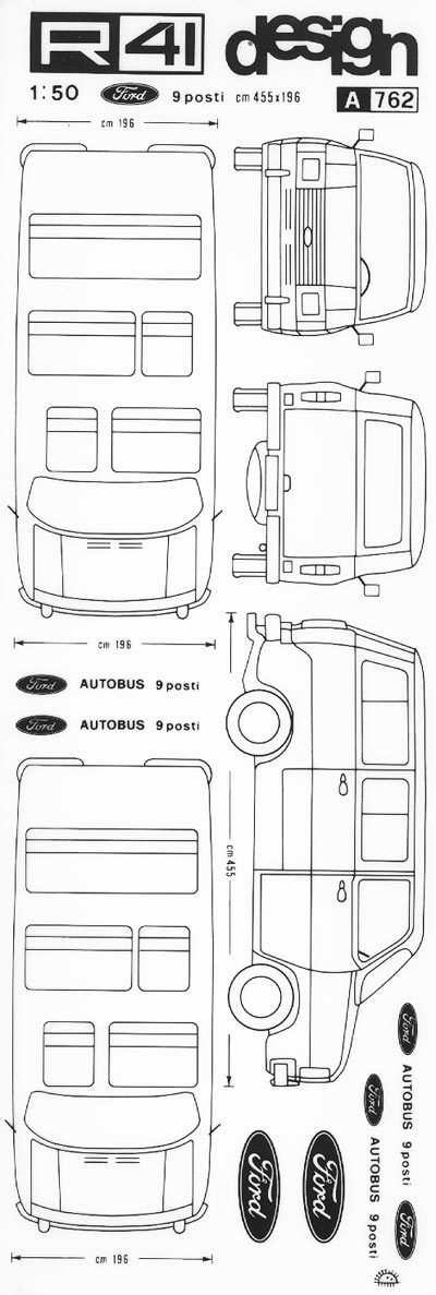 trasferibilir41 Ford, NERO. Trasferelli-Trasferibili R41 in fogli 9x25cm. p. 350 .