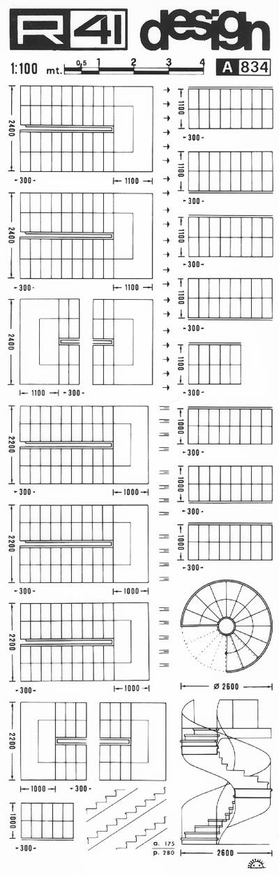 trasferibilir41 Scale in pianta, NERO. Trasferelli-Trasferibili R41 in fogli 9x25cm. p. 313 .